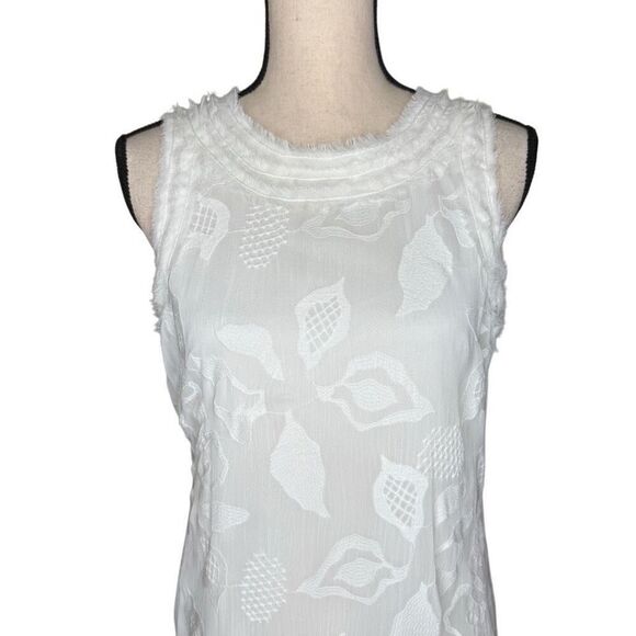 M.S.S.P White Embroidered Sleeveless Sheath Dress Sz M LWD, Wedding, Party - Picture 2 of 16